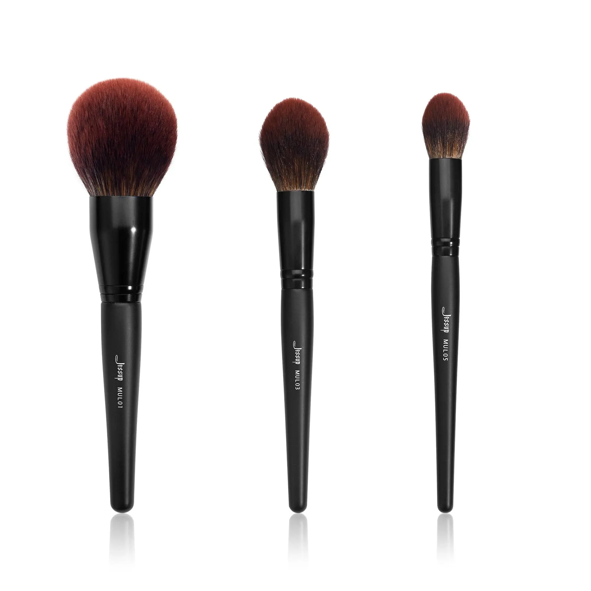 Jessup Large Face Makeup Brushes 3pcs, Premium Synthetic Powder Contour Highlighter Brush, Phantom Black T274