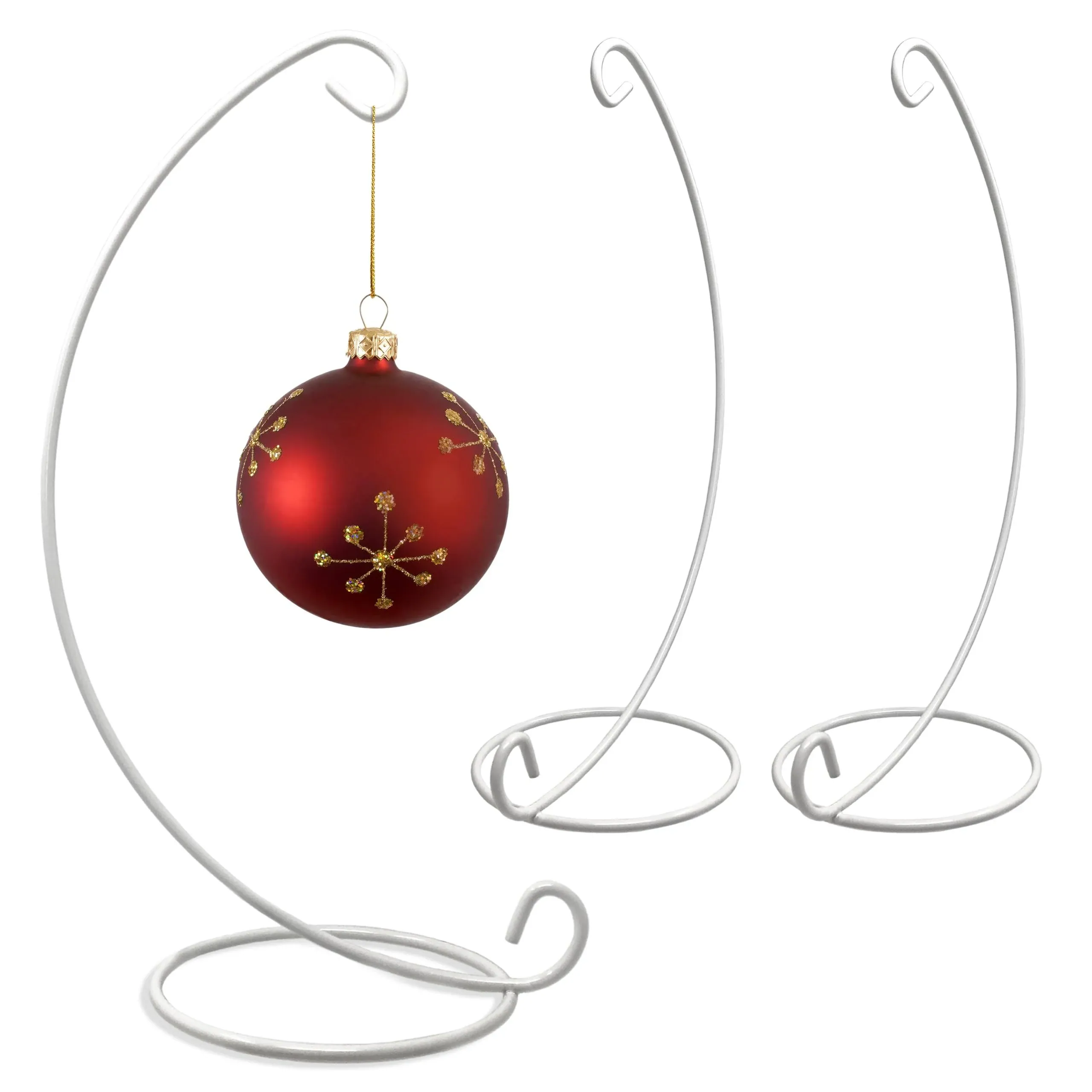 BANBERRY Designs Ornament Display Holders - White Metal - Set of 3 - 13" H Christmas Ornament Stand - Terrarium or Lantern Stands