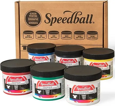 Speedball Fabric Screen Printing Ink Starter Set, 6-Colors, 4-Ounce for... 