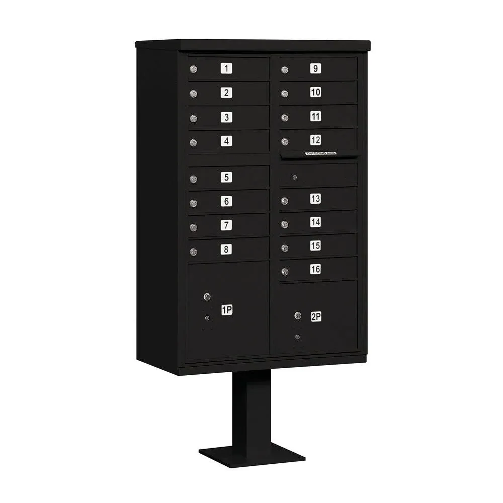 Salsbury Industries 3316BLK-U Cluster Box Unit - 16 A Size Doors - Type III - Black - USPS Access