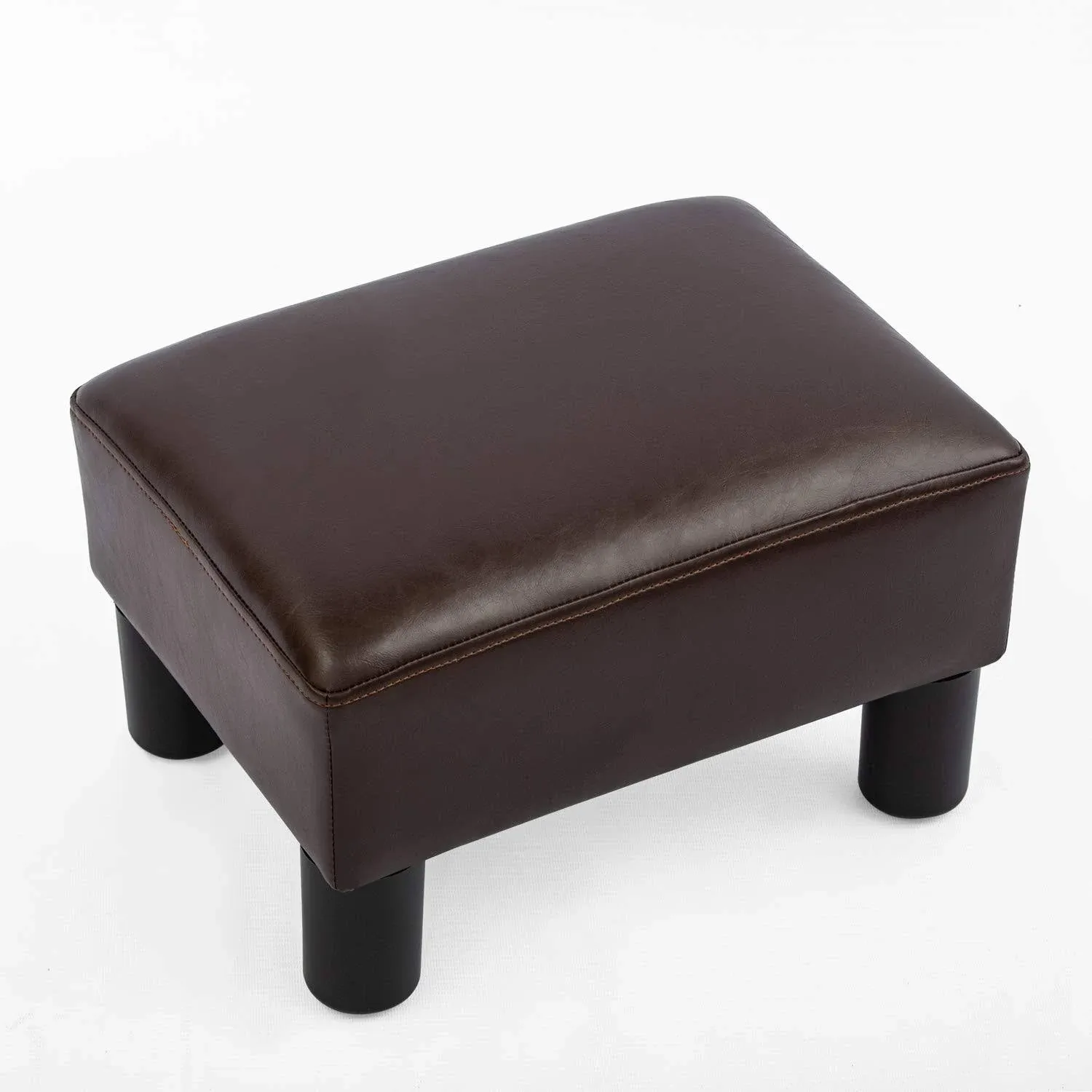 Homebeez Ottoman PU Leather Footrest Stool, Small Modern Rectangular Padded Sea