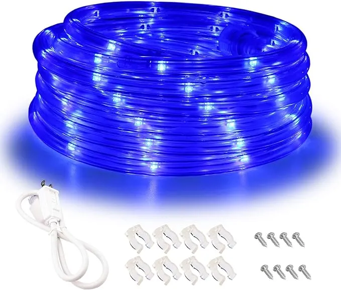 LED Rope Lights, 16ft Warm White Strip Lights, Connectable and Flexible Tape Lights with Fuse Holder, Clear Thick PVC Jacket and High Brightness Advanced LEDs, Waterproof for Indoor Outdoor Use