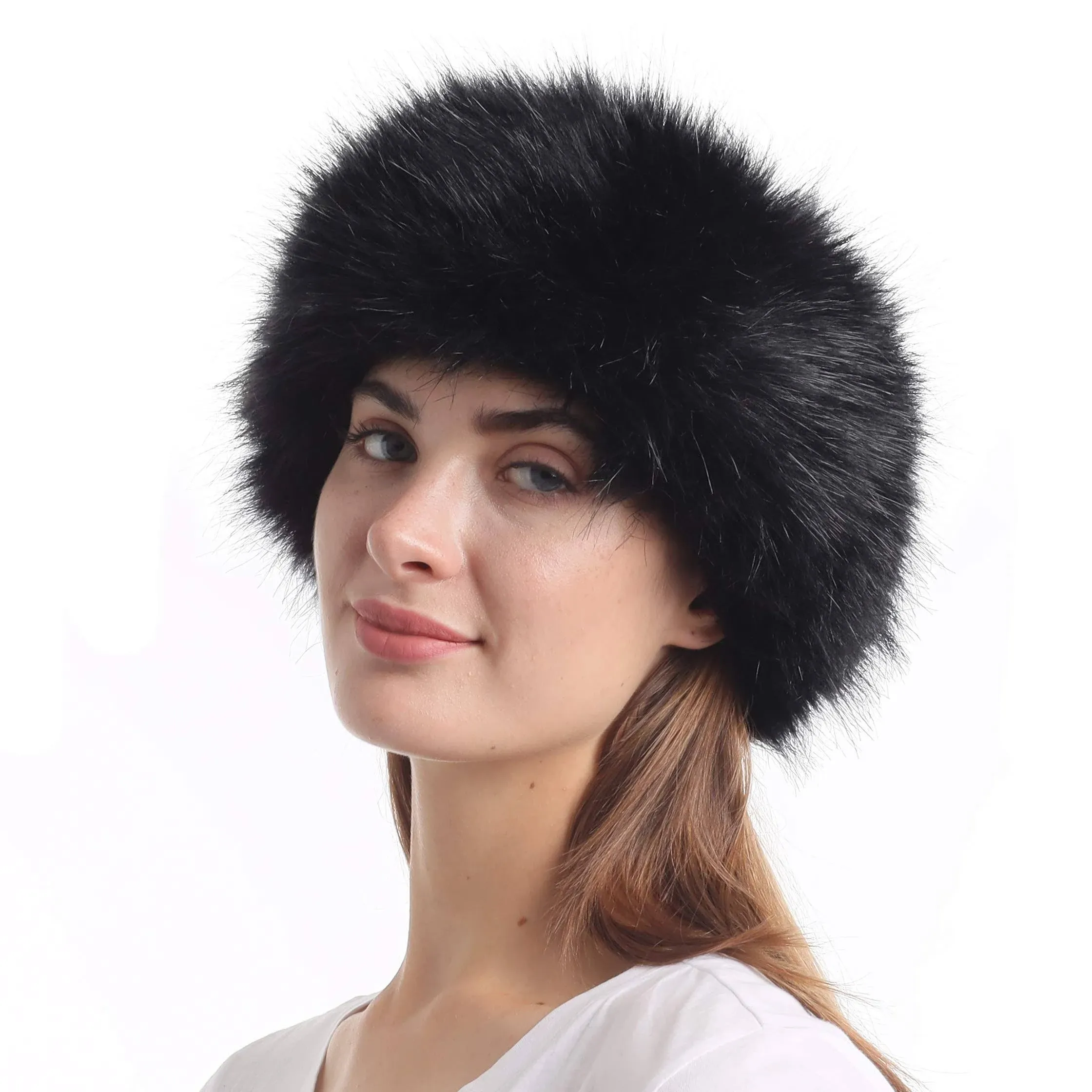 Dikoaina Womens Faux Fur Headband Winter Earwarmer Earmuff Ski Hat