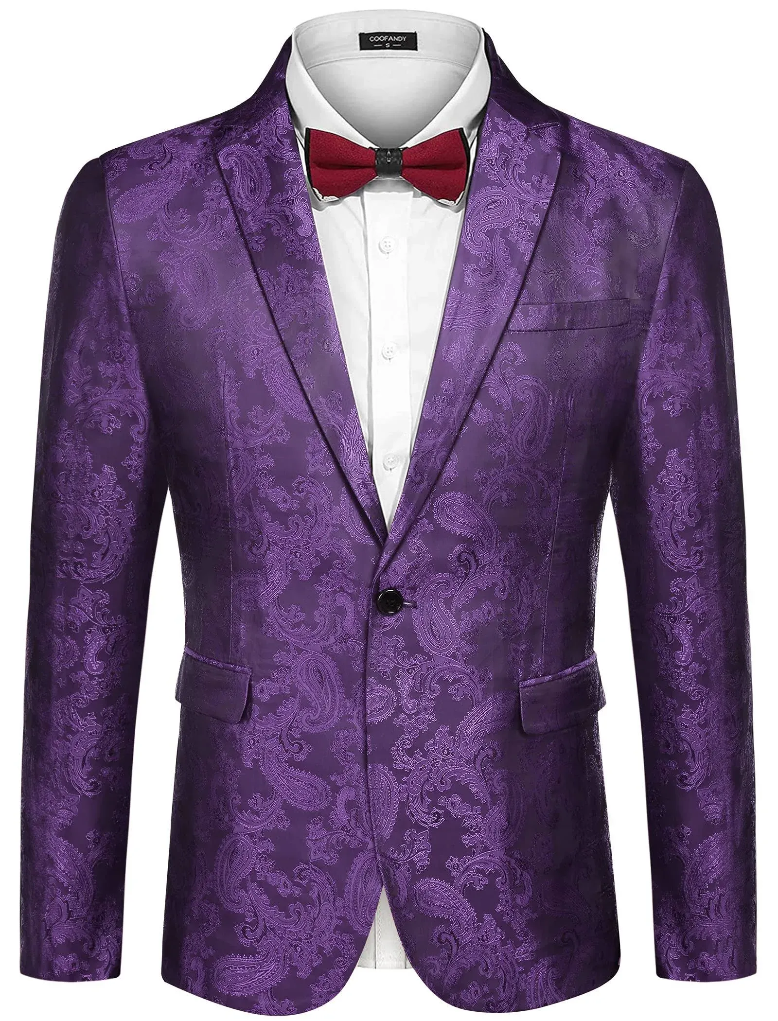 COOFANDY Men&#039;s Floral Tuxedo Jacket Paisley Notch Lapel Stylish Suit Blazer Jack