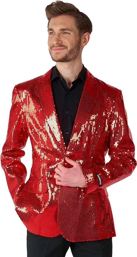 Suitmeister Men's Christmas Blazer - Sequins Red - Size: S