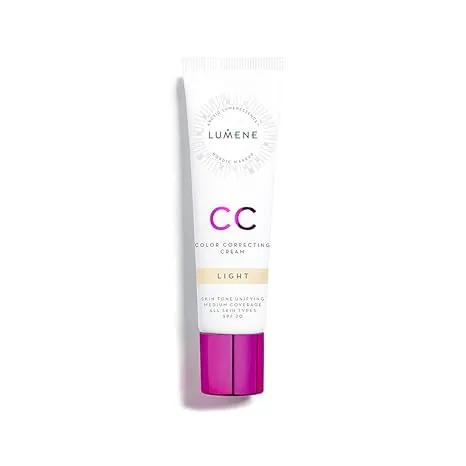 Lumene Color Correcting CC Cream - Medium Coverage Lightweight Foundation - Redness Reducing CC Cream Foundation for Even Skin Tone + Naturally Glowing Skin - Light (1 fl oz)