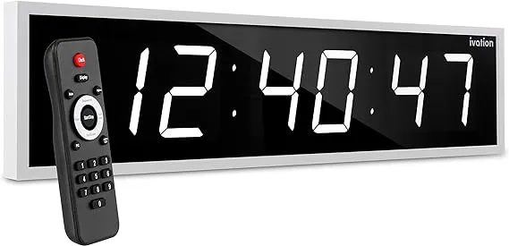 Ivation Huge 36" Inch Large Big Oversized Digital LED Clock with Stopwatch, Alarms, Countdown Timer & Temp - Shelf or Wall Mount (Blue) | 6-Level Brightness, Mounting Holes & Hardware