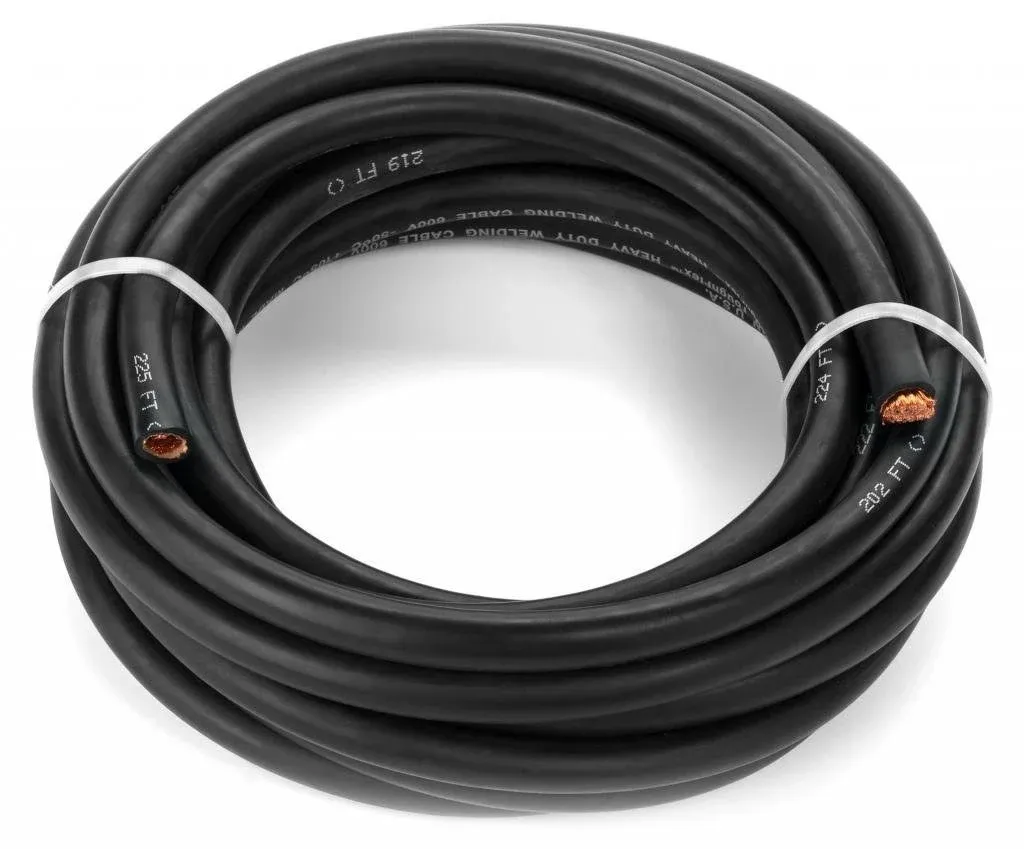 EWCS 1/0 Gauge Premium Extra Flexible Welding Cable 600 VOLT - Black - 15 Fee...