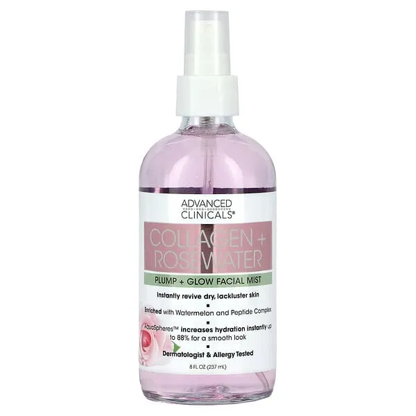 Advanced Clinicals Collagen + Rosewater Face Mist Skin Care Reviving &amp; Hydrating