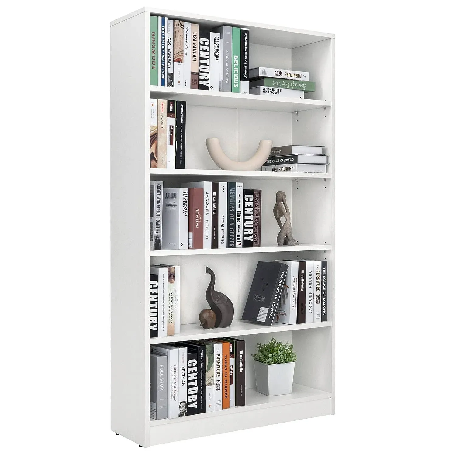 5-Shelf Wood Bookcase Freestanding Display Bookshelf for Home Office School (...