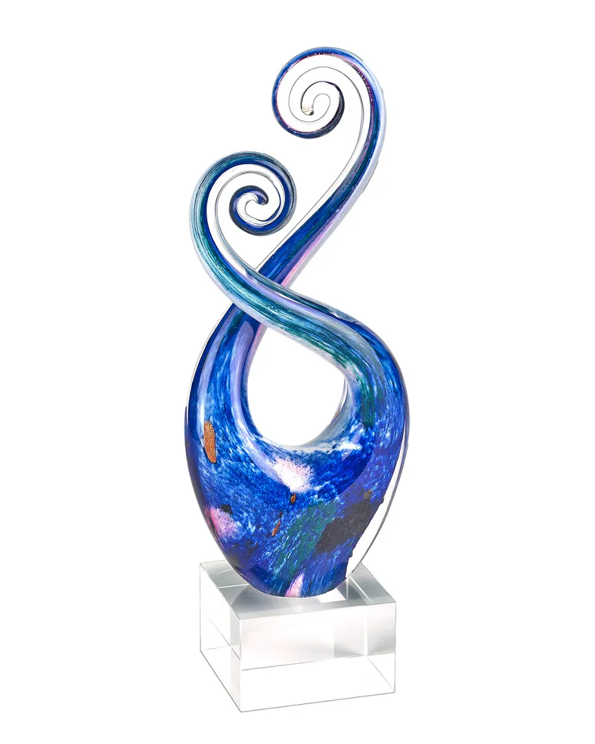 Monet Murano Style Art Glass Swirl Centerpiece In Blue