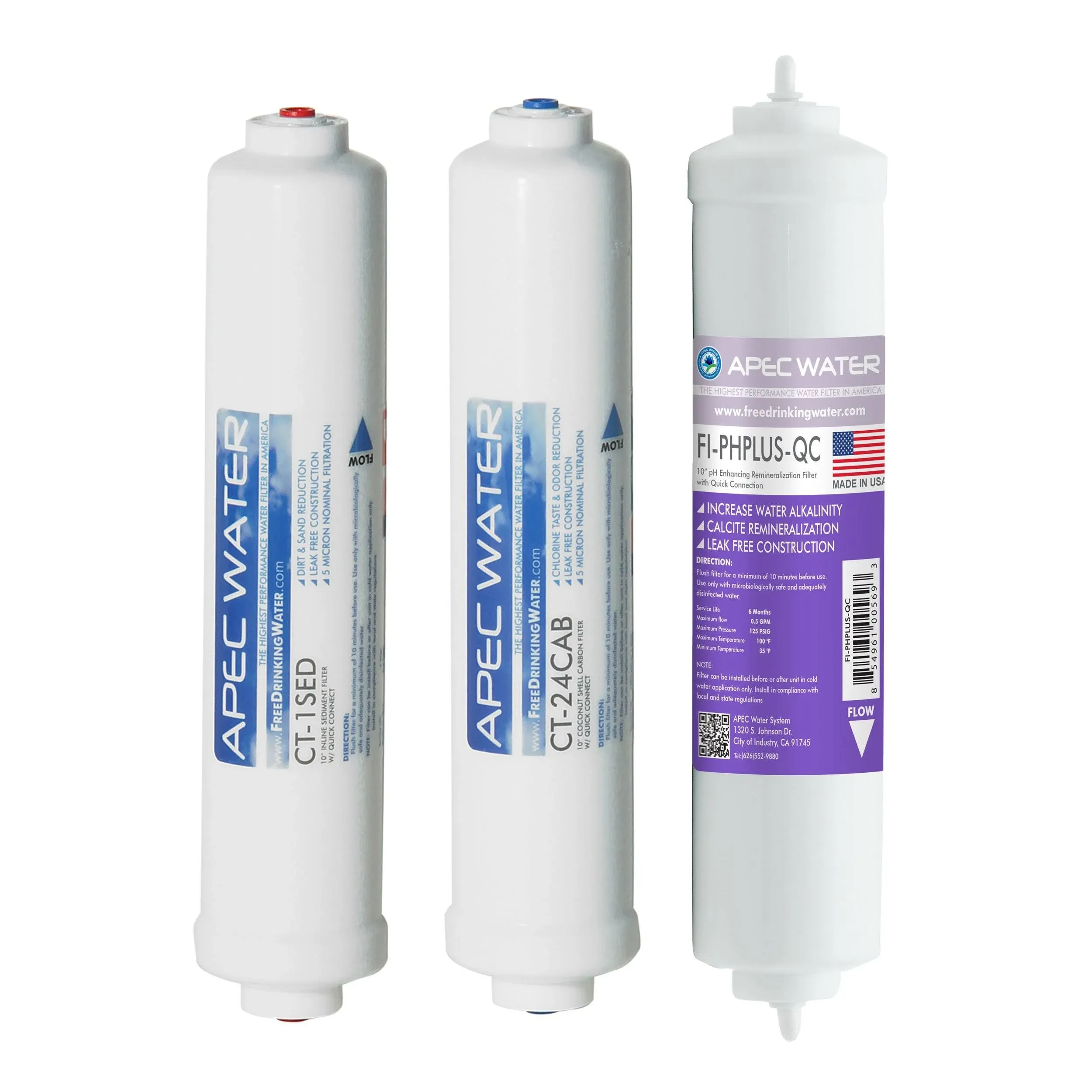 APEC Pre-Filter Set for Countertop pH+ Reverse Osmosis System (Stage 1-2 and 4)