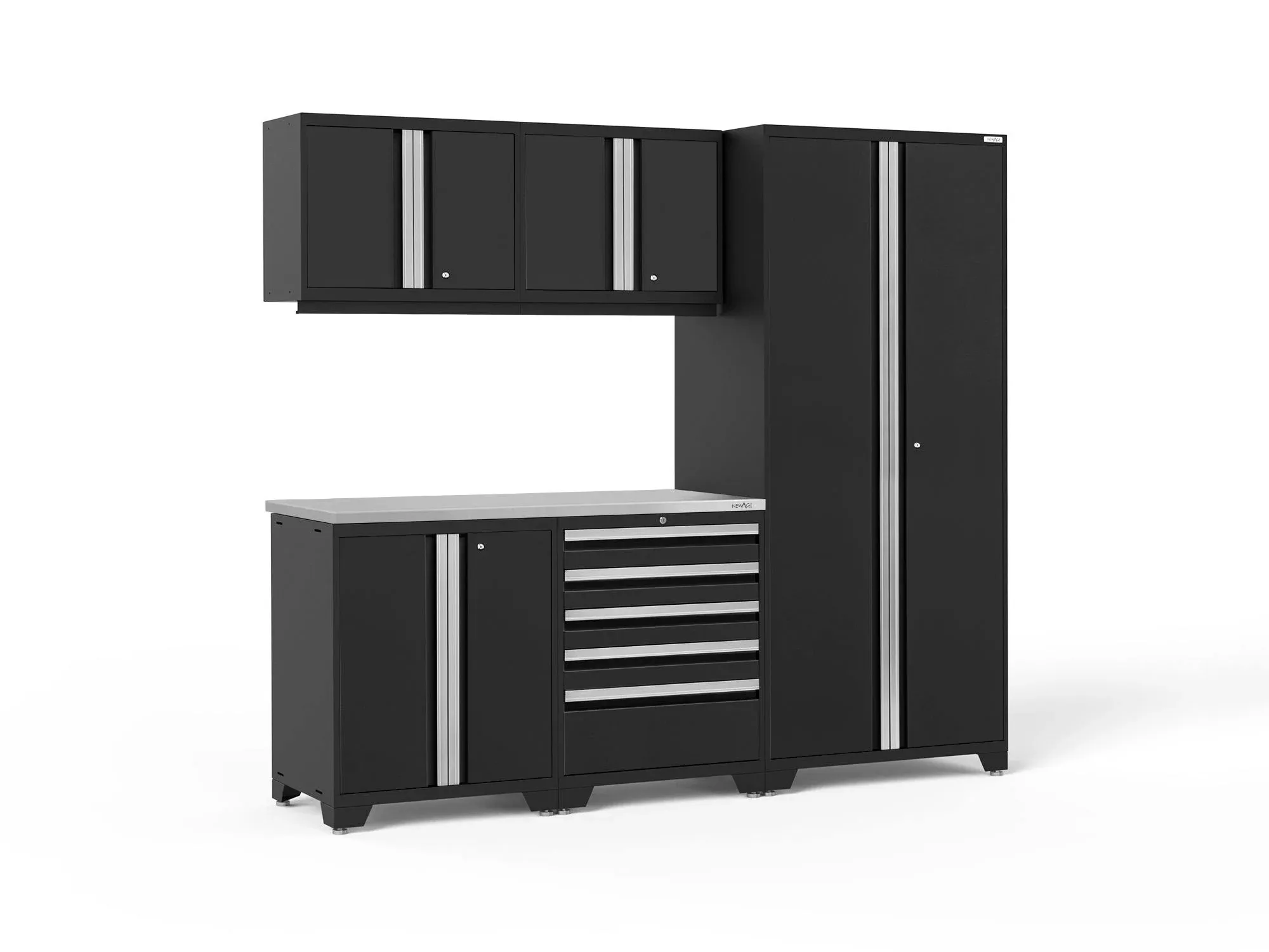 NewAge Pro Series 6 Piece Cabinet Set with Tool Drawer, Base, Wall Cabinet and Locker