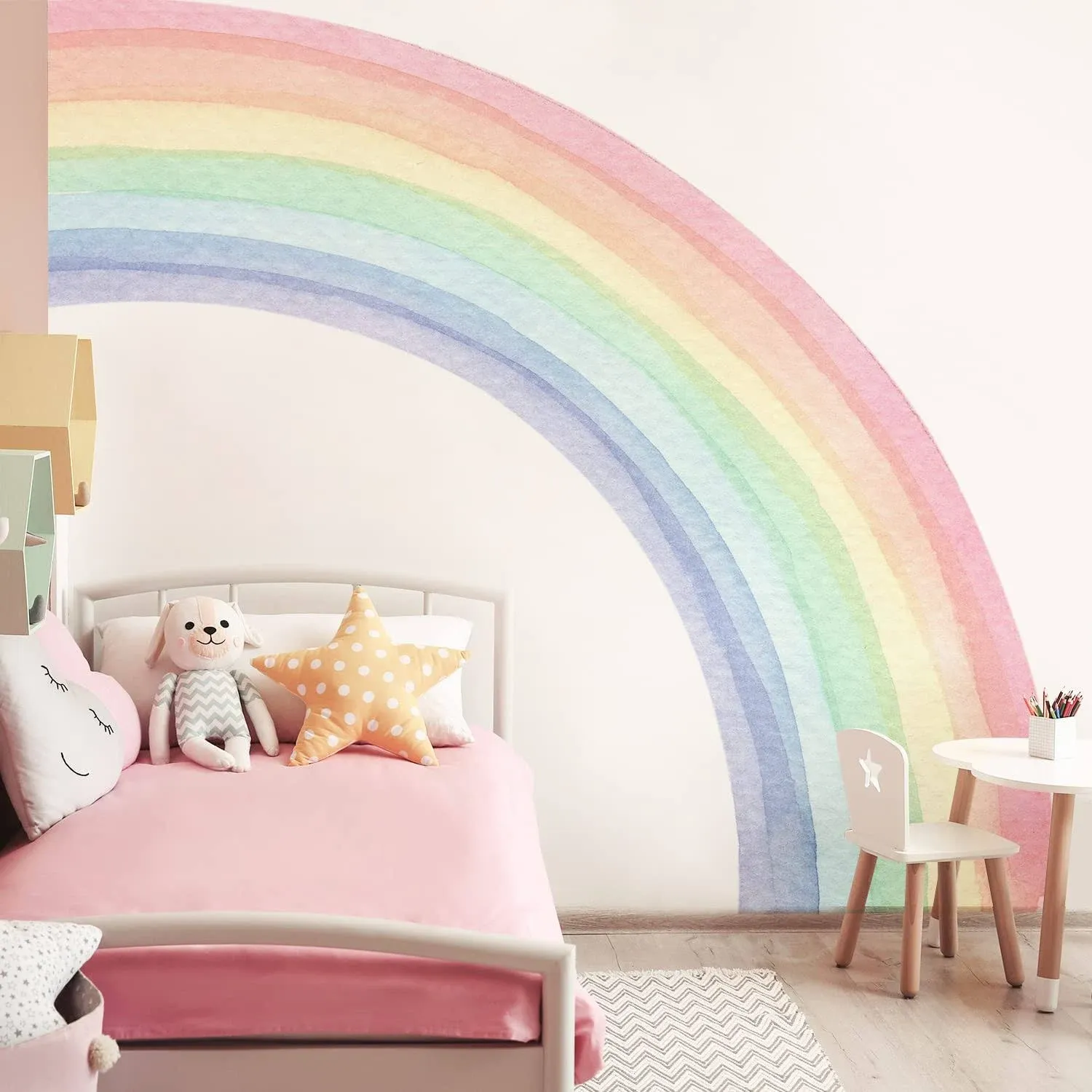 Funlife Fabric Peel and Stick Large Rainbow Wall Mural Stickers