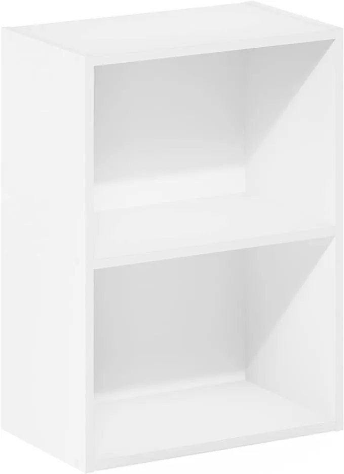 Furinno Luder 2-Tier Open Shelf Bookcase, White