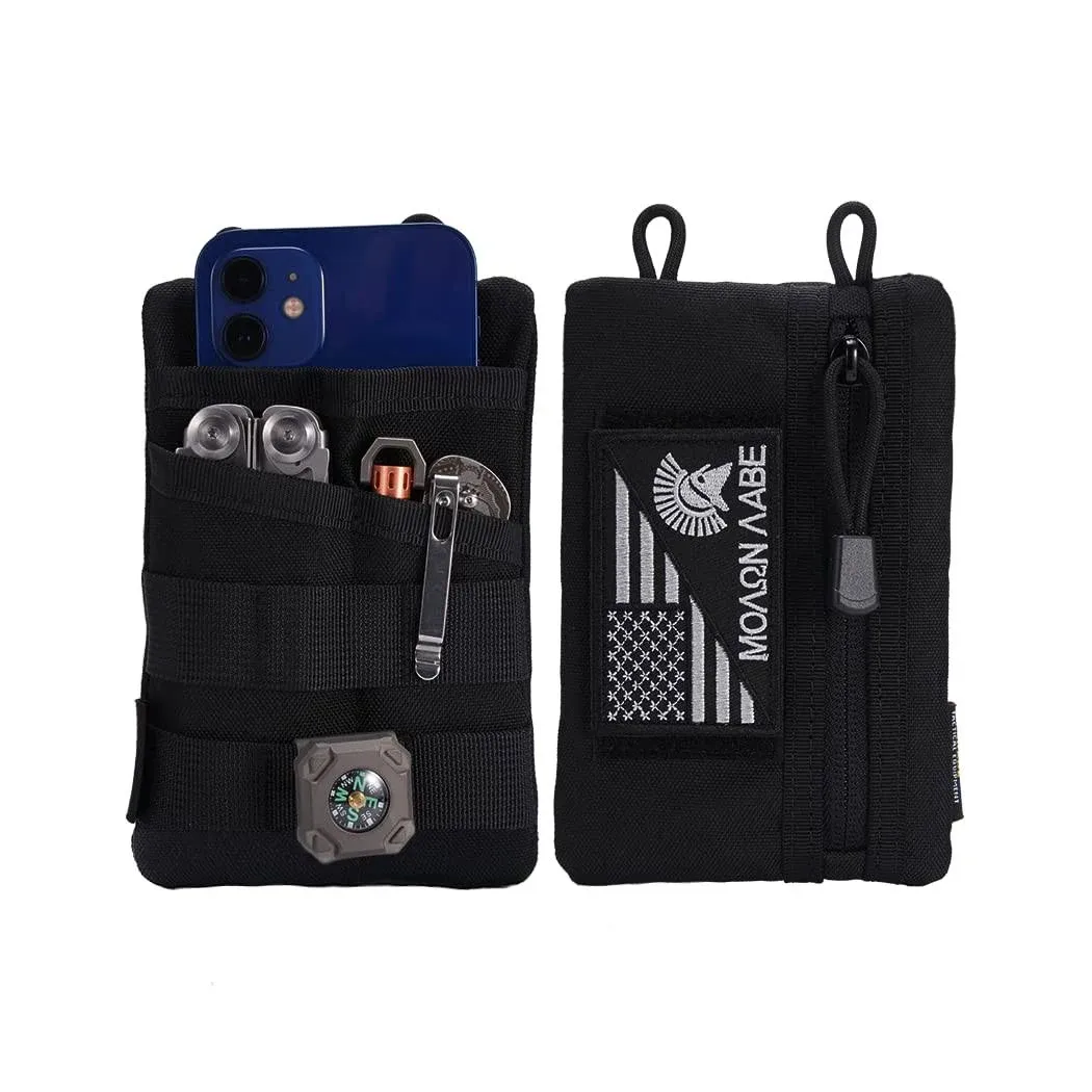 VIPERADE VE3-P Pocket Organizer Pouch, EDC Pocket Organizer Men with DIY Patches Area, EDC Organizer Pouch with 4 Tool Storage EDC Pouch for Flashlight, Pocket Knife, EDC Pen, EDC Gear (Black)