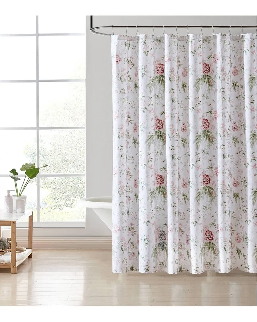 Breezy Floral Cotton Twill Shower Curtain In Green