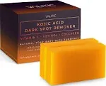 Valitic Kojic Acid Dark Spot Remover Soap Bars with Vitamin C, Retinol, Collagen, Turmeric - Original Japanese Complex Infused with Hyaluronic Acid, Vitamin E, Shea Butter, Castile Olive Oil (4 Pack) - With Soap Holder