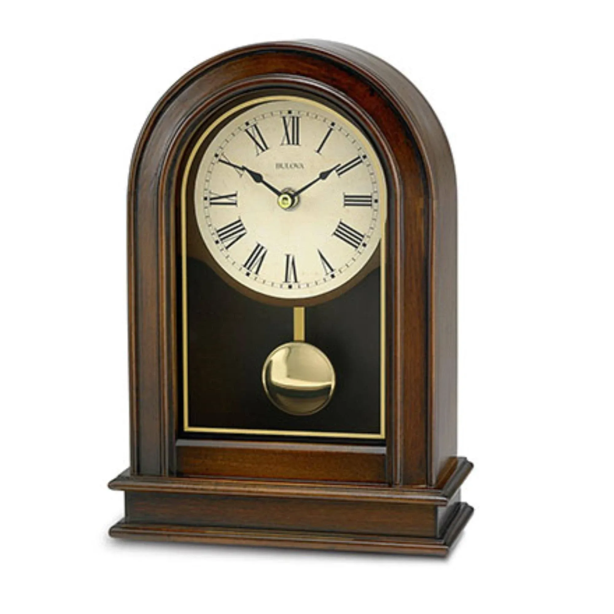 Bulova B7467 Hardwick Clock, Table top, Walnut Brown