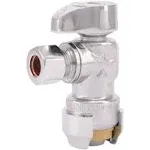 Sharkbite 1/2-in Push-to-Connect x 3/8-in OD Compression Brass Quarter Turn Stop Angle Valve | 23036LFZC