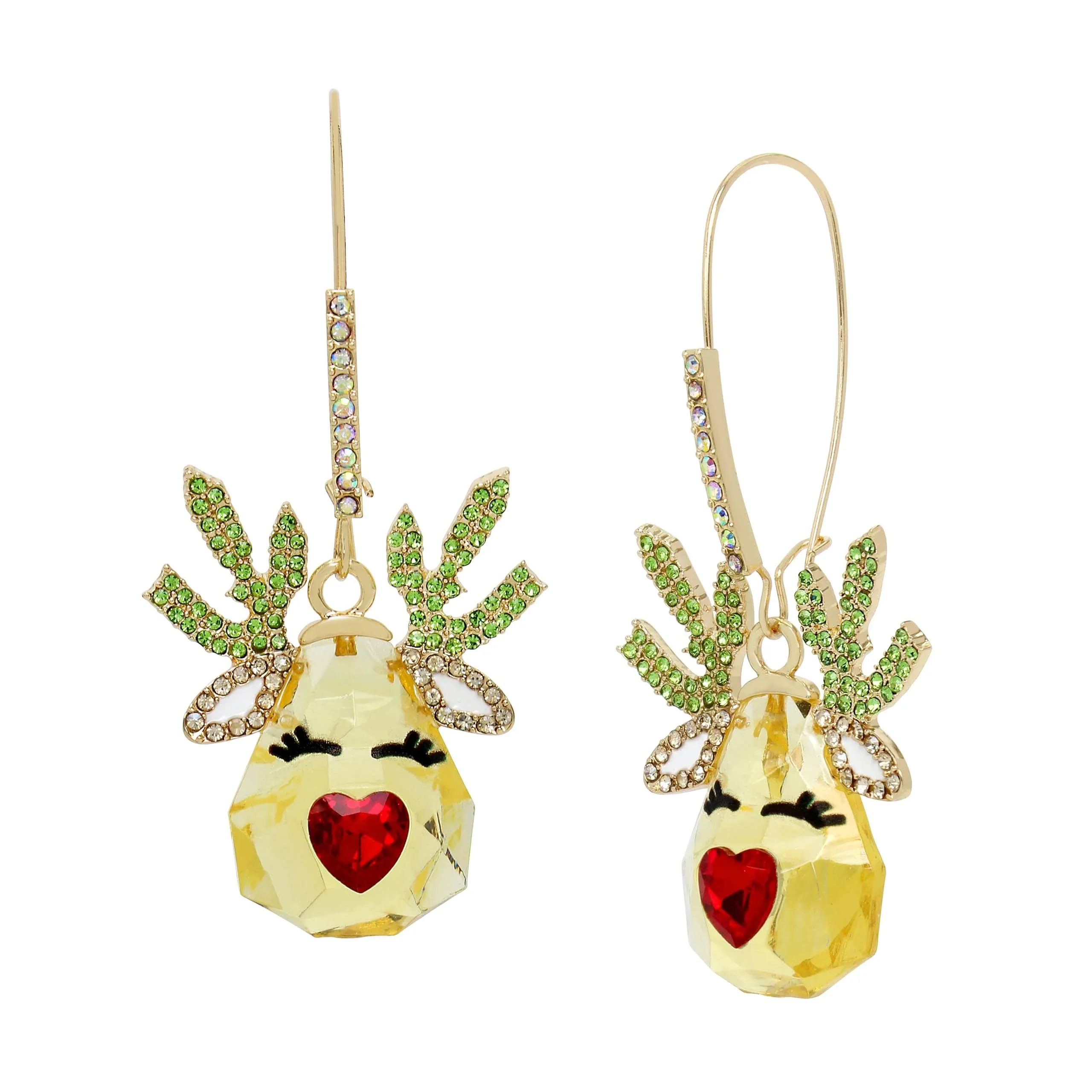 Betsey Johnson Womens Reindeer Dangle Earrings