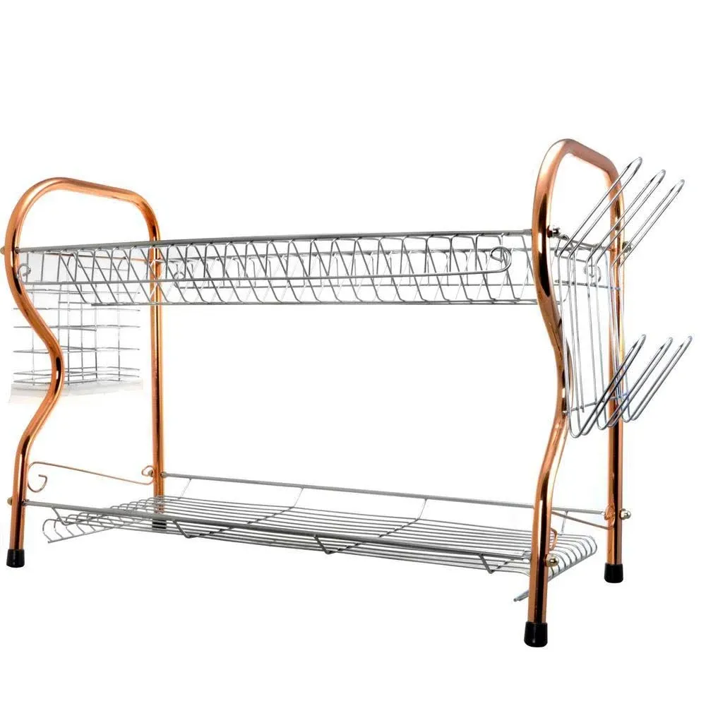 Better Chef 22-Inch, 2-Tier, Chrome Plated Dishrack in Red