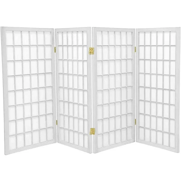 Oriental Furniture 3 ft. Tall Window Pane Shoji Screen - 4 Panel - White