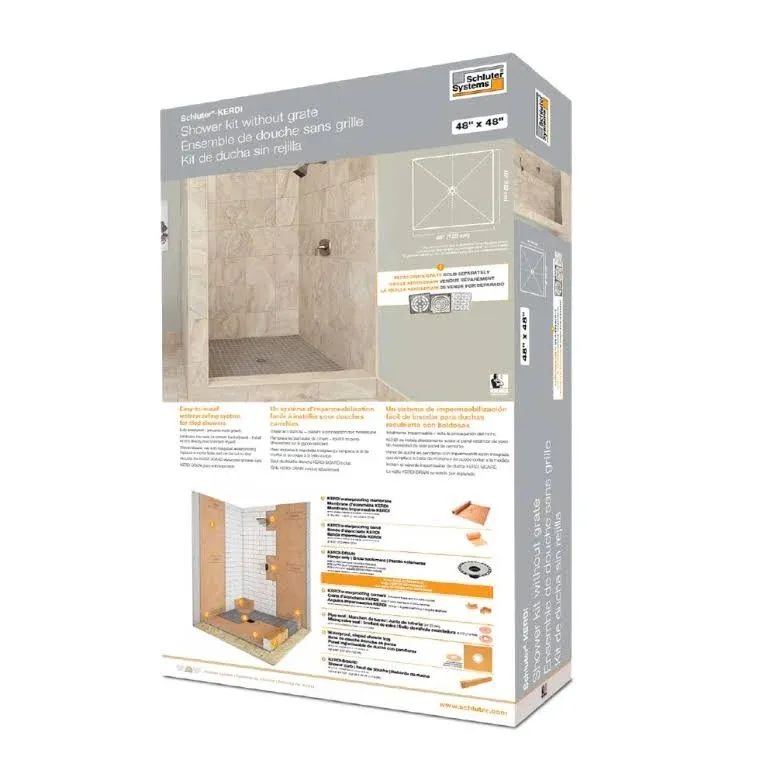 Schluter KERDI-SHOWER-K<wbr/>IT - 48&#034; X 48&#034; Tray (Thin) - Shower Kit - Center Drain...