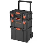 Stackable Storage System - 3 Piece Set (Small, Deep Toolbox, and Rolling Tote)