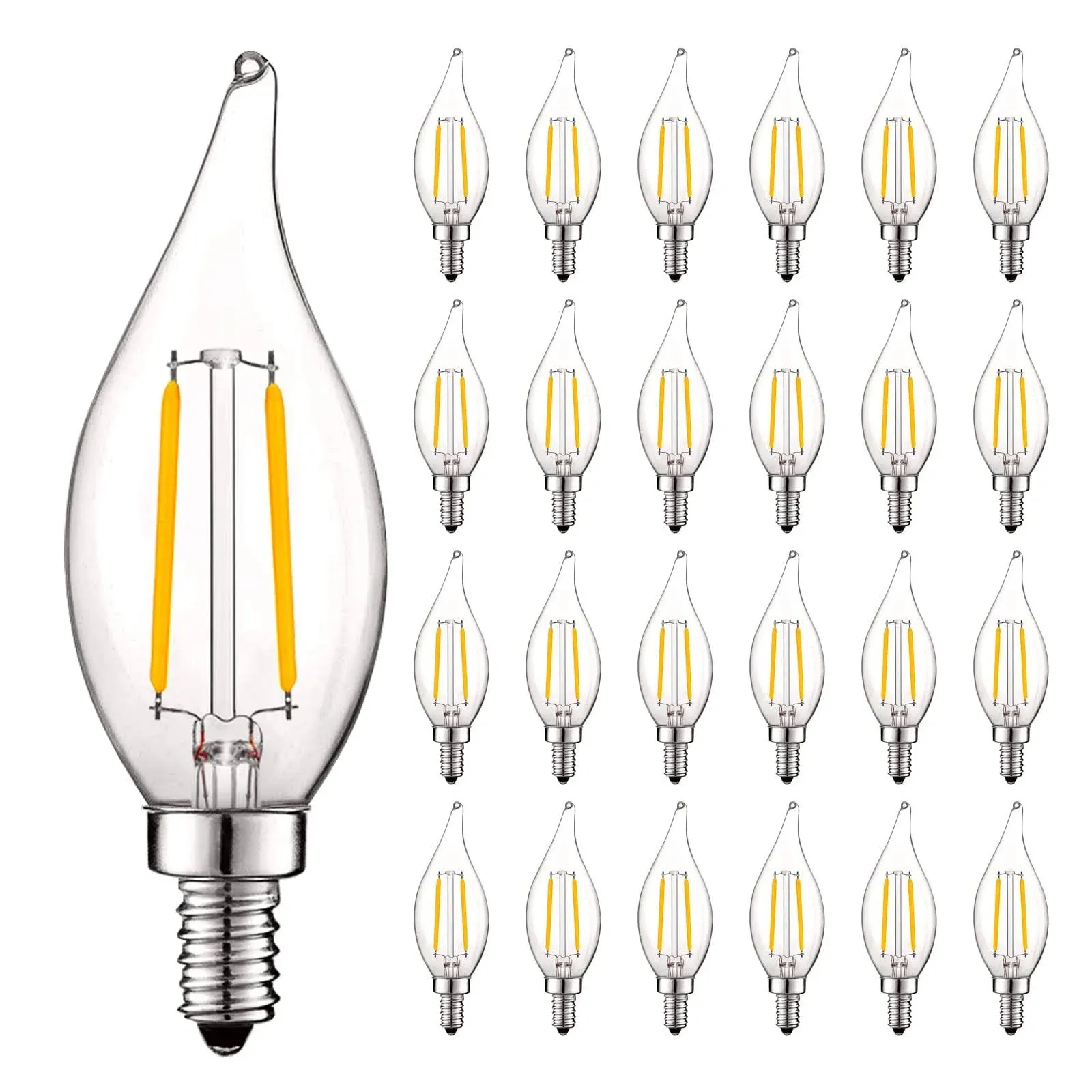 Luxrite Vintage Candelabra LED Bulbs 40W Equivalent, 3000K Soft White, 400 Lumens ...