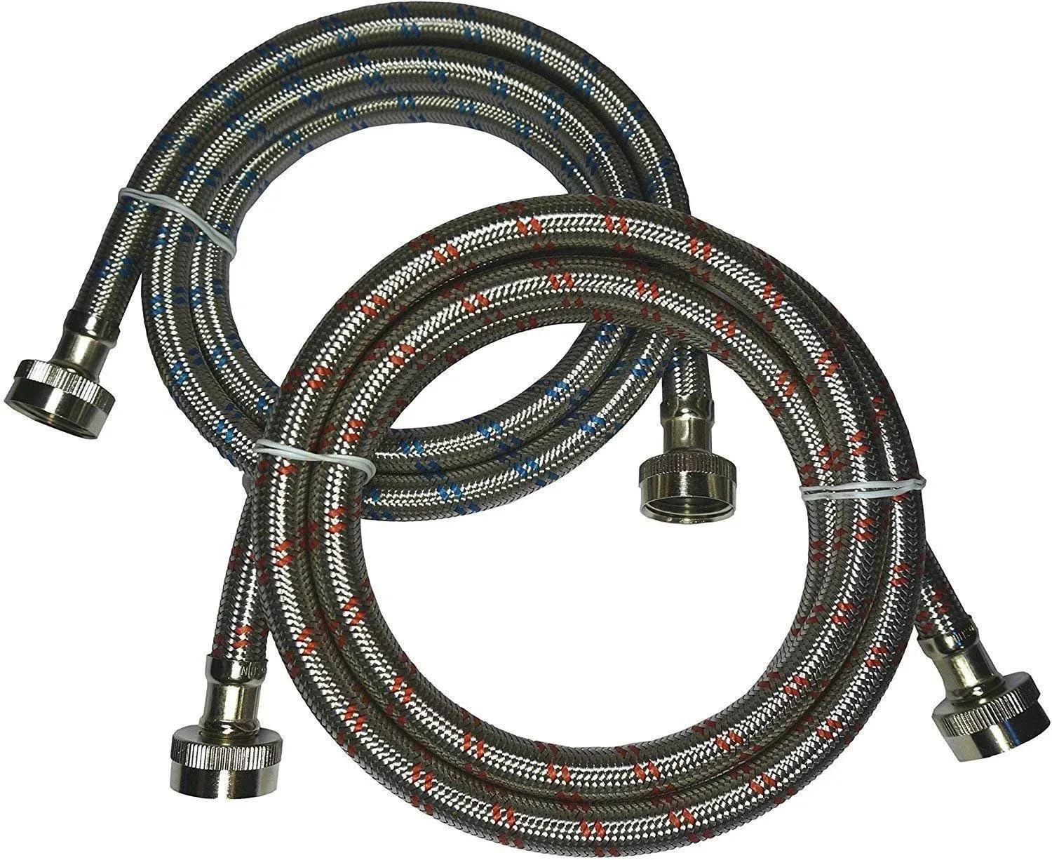 Reliable 4ft Stainless Steel Washing Machine Inlet Hoses - Easy Install 2-Pack