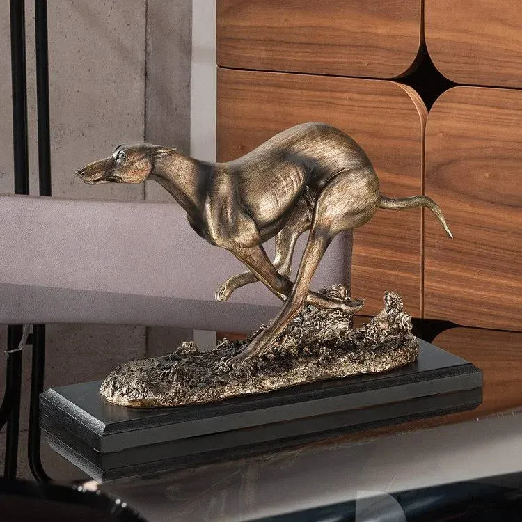 Design Toscano NY1280200 Greyhound Whippet Art Deco Dog Statue, Bronze