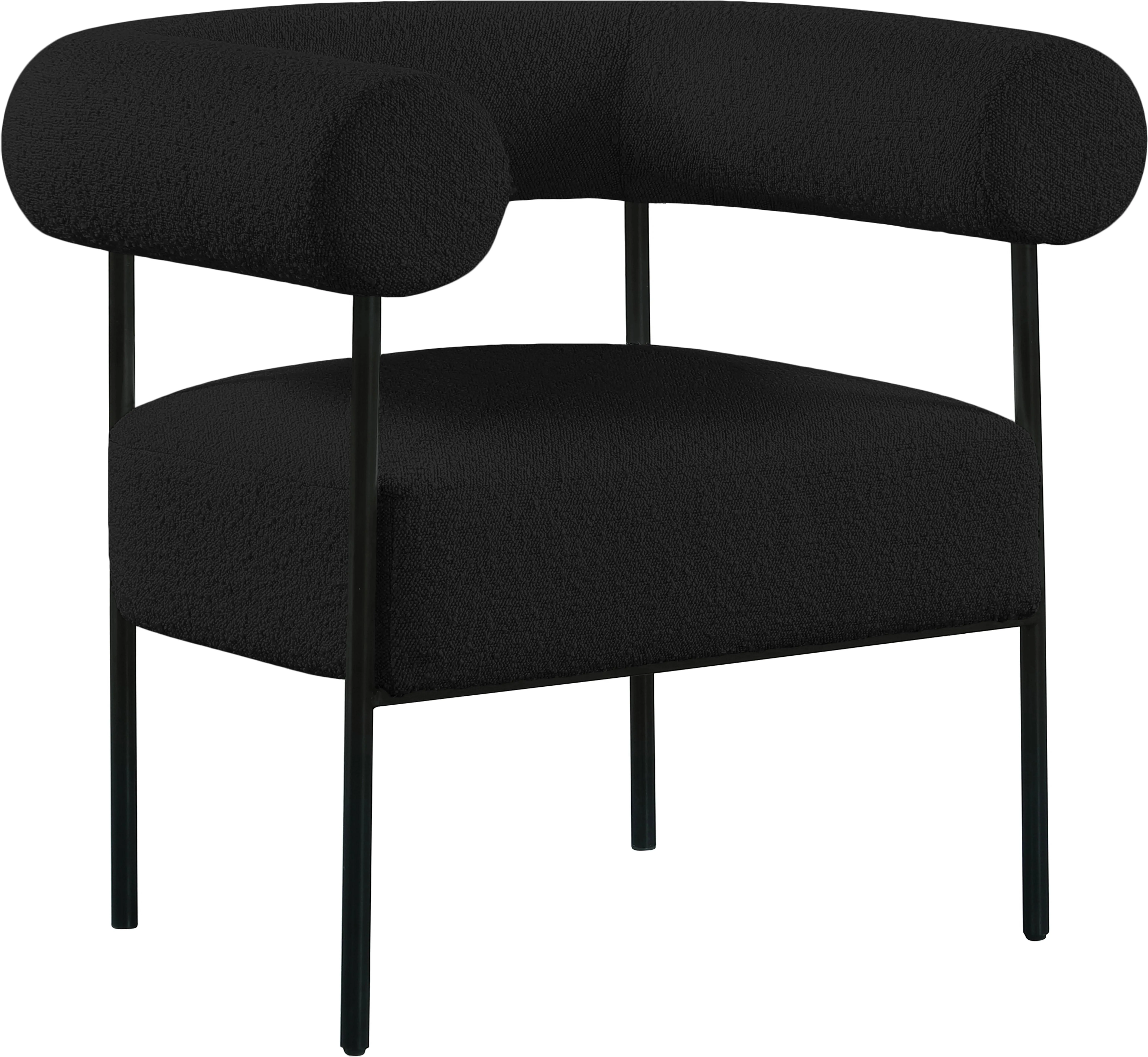 Blake Boucle Fabric Upholstered Accent Chair, Black