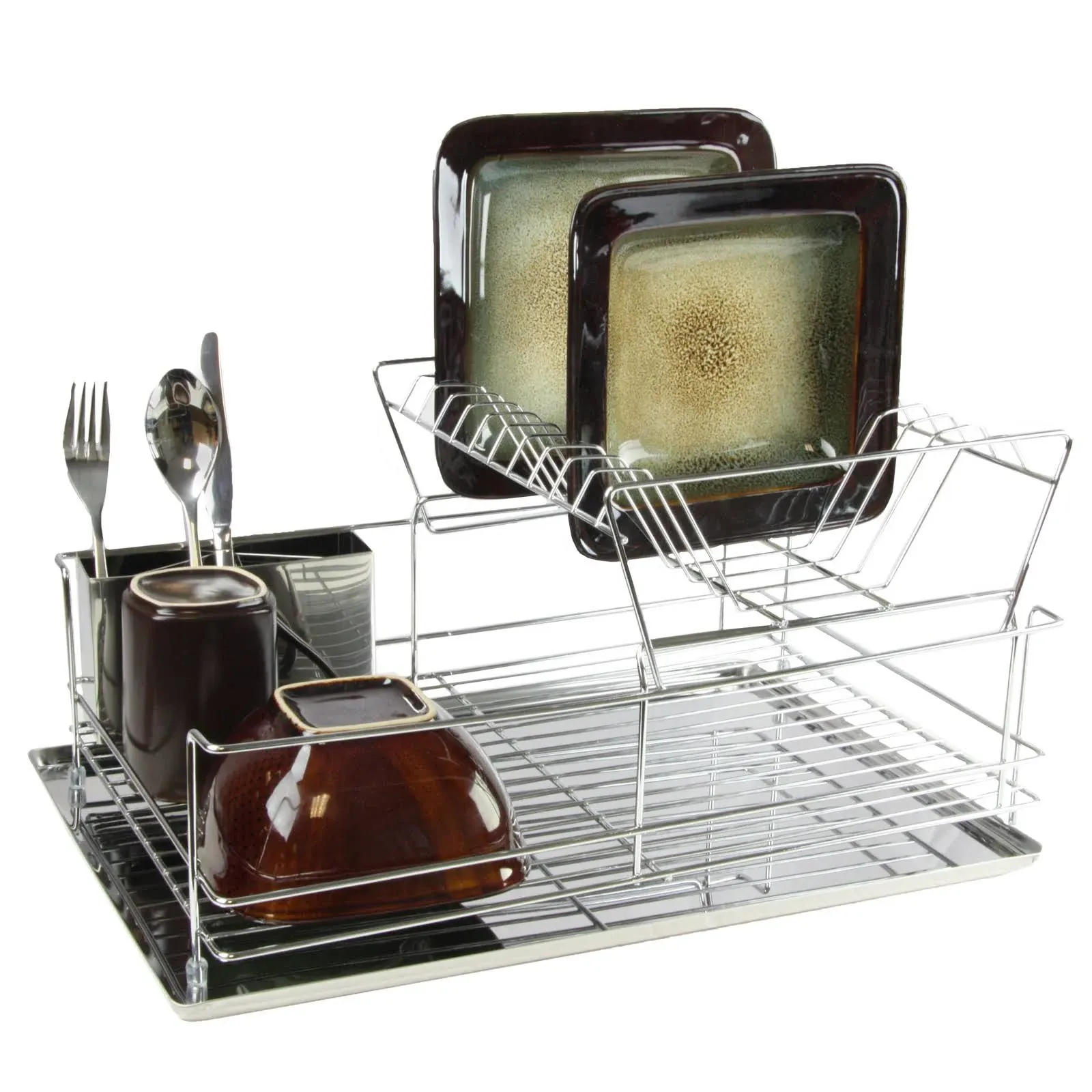 Megachef Chef Stainless Iron Shelf Dish Rack DR-209 Silver 15.50" x 12.75" x 8.75