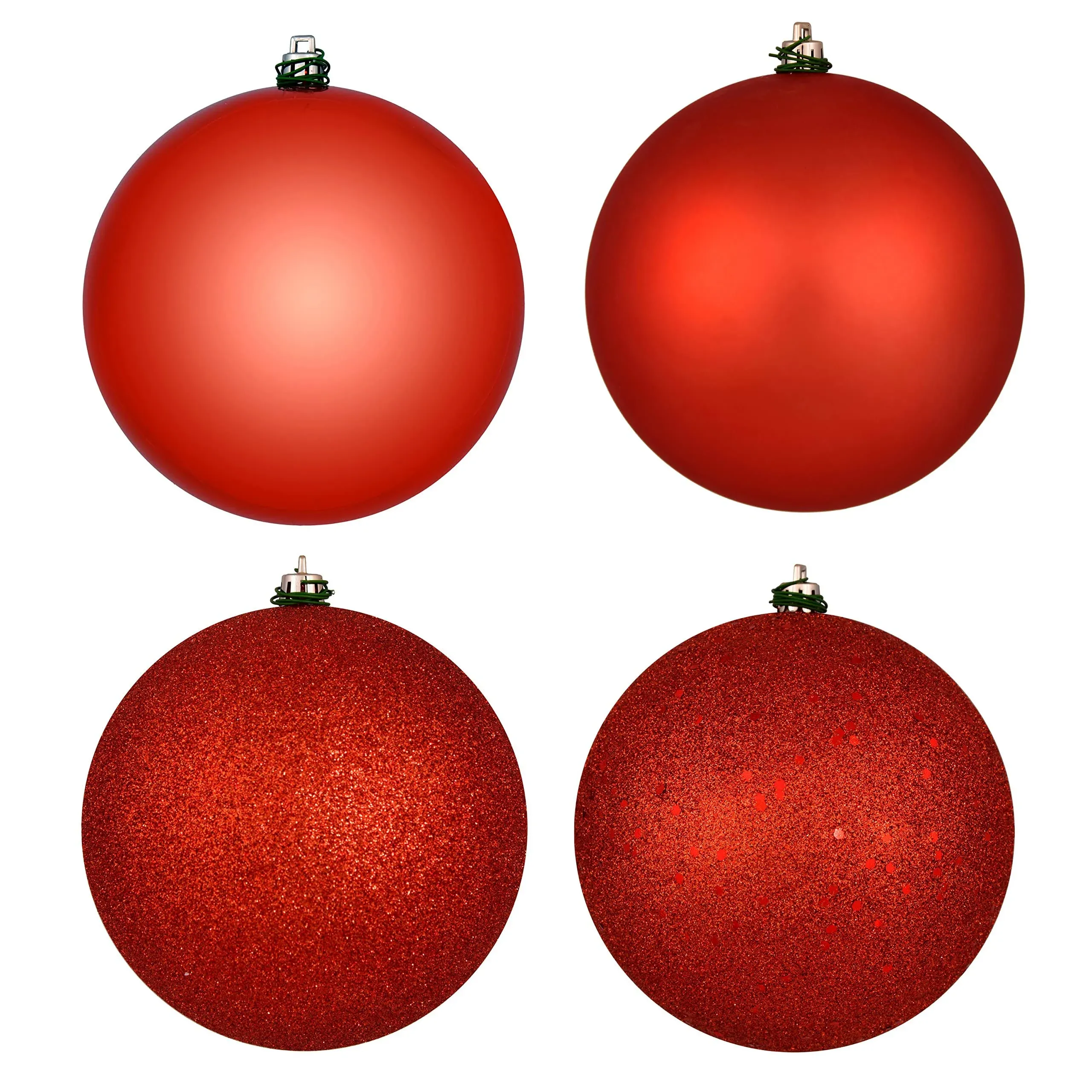 Vickerman 6" Bittersweet 4-Finish Ball Ornament Assortment, 4 per Box