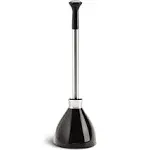 simplehuman Toilet Plunger and Caddy, Stainless Steel, Black