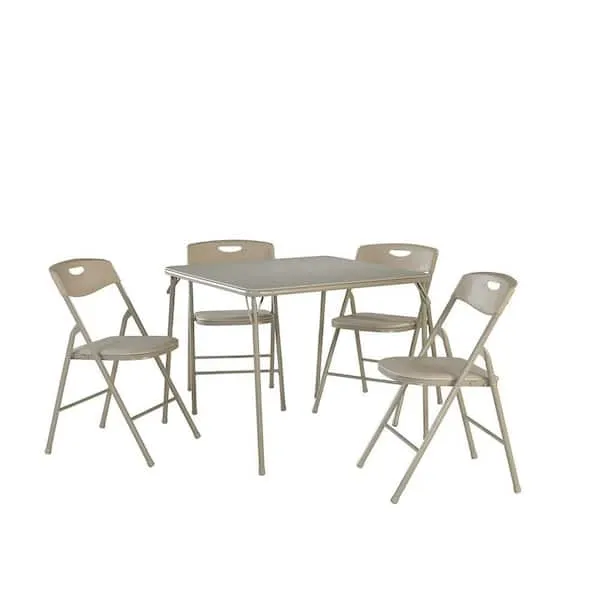 Cosco 5-Piece Folding Table and Chair Set Antique Linen