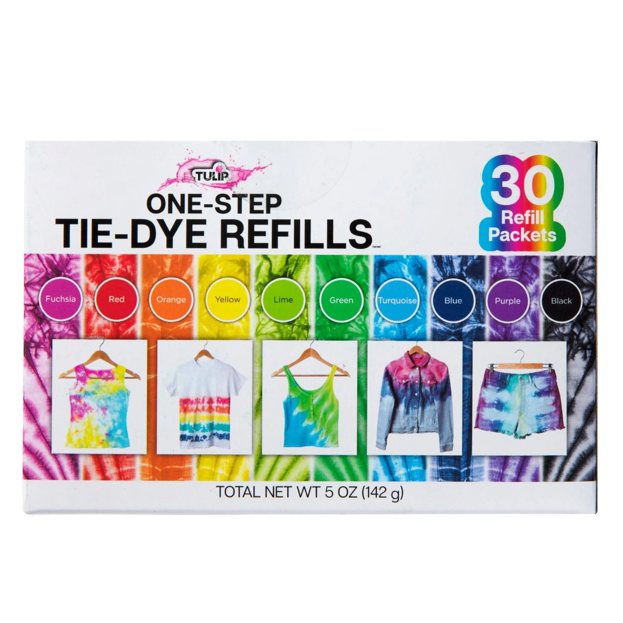 Tulip One-Step Tie-Dye Kit Refills 30 Pack Rainbow Tie Dye