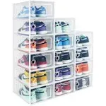 Hrrsaki 15 Pack Shoe Storage Boxes, Shoe Boxes Clear Plastic Stackable, Shoe Organizer Boxes with Front Opening Lids, Bathroom, Fit for Women/Men