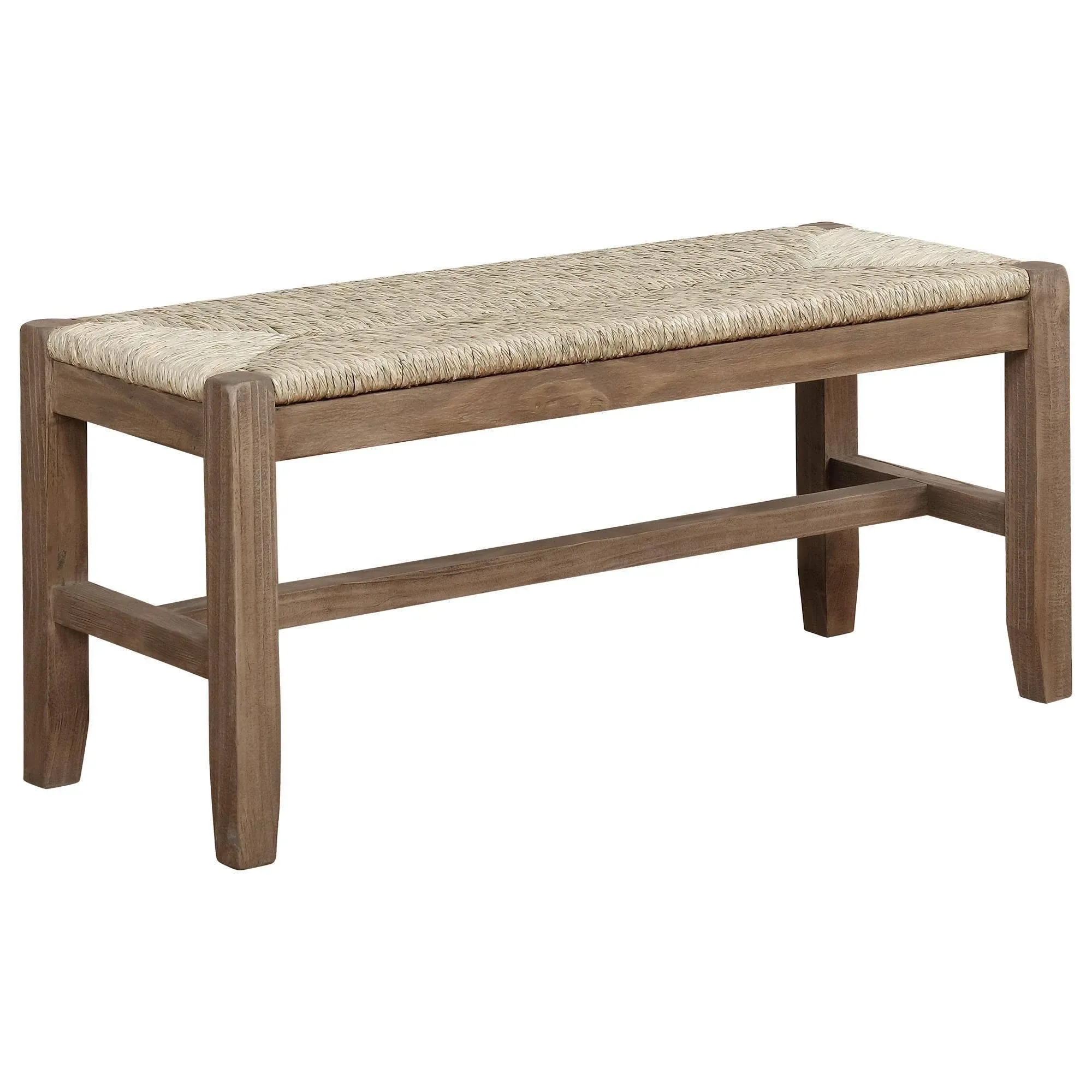 Alaterre Furniture Newport 40" Wood Bench with Rush Seat