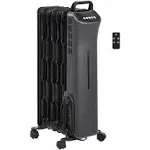  Portable Digital Radiator Heater - 7 Wavy Fins, Remote Control, Black, 1500W, 9