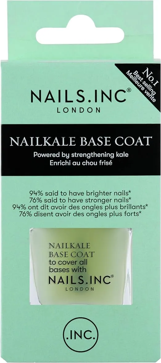 Nails.INC NailKale Base Coat, Protects Against Nail Breakage and Splitting, Long Lasting Gloss Finish with Non-Fade Technology, Cruelty Free, Vegan