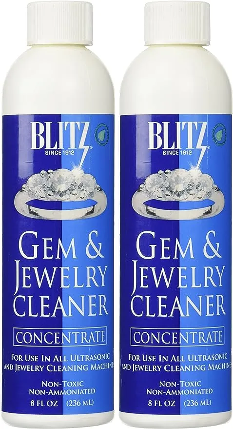 Blitz 653 Gem & Jewelry Non-Toxic Cleaner Concentrate for use in Cleaning Machines, 8 Ounces, 2-Pack