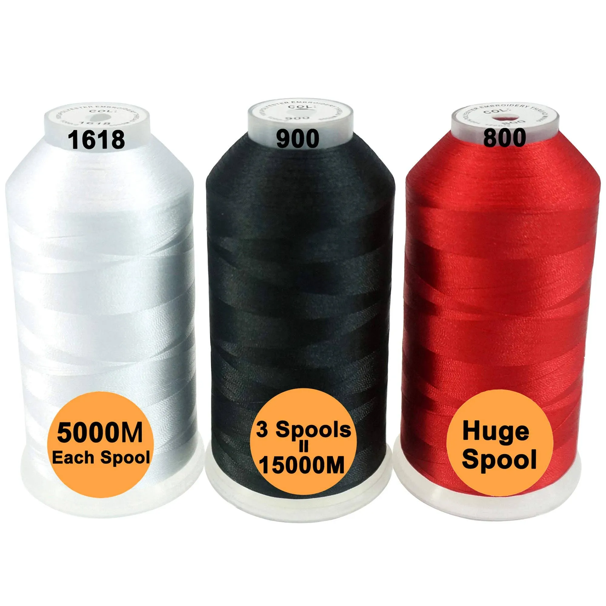 New brothreads - 40 Options- Various Assorted Color Packs of Polyester Embroidery Machine Thread Huge Spool 5000M for All Embroidery Machines -Basic Colors 1