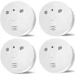 4 Pack Combination Smoke and Carbon Monoxide Detector Battery Operated, Travel Portable Photoelectric Fire&Co Alarm for Home, Kitchen