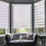 LUCKUP Horizontal Window Shade Blind Zebra Dual Roller Blinds Day and Night Blinds Curtains,Easy to Install 17.7" x 59", White