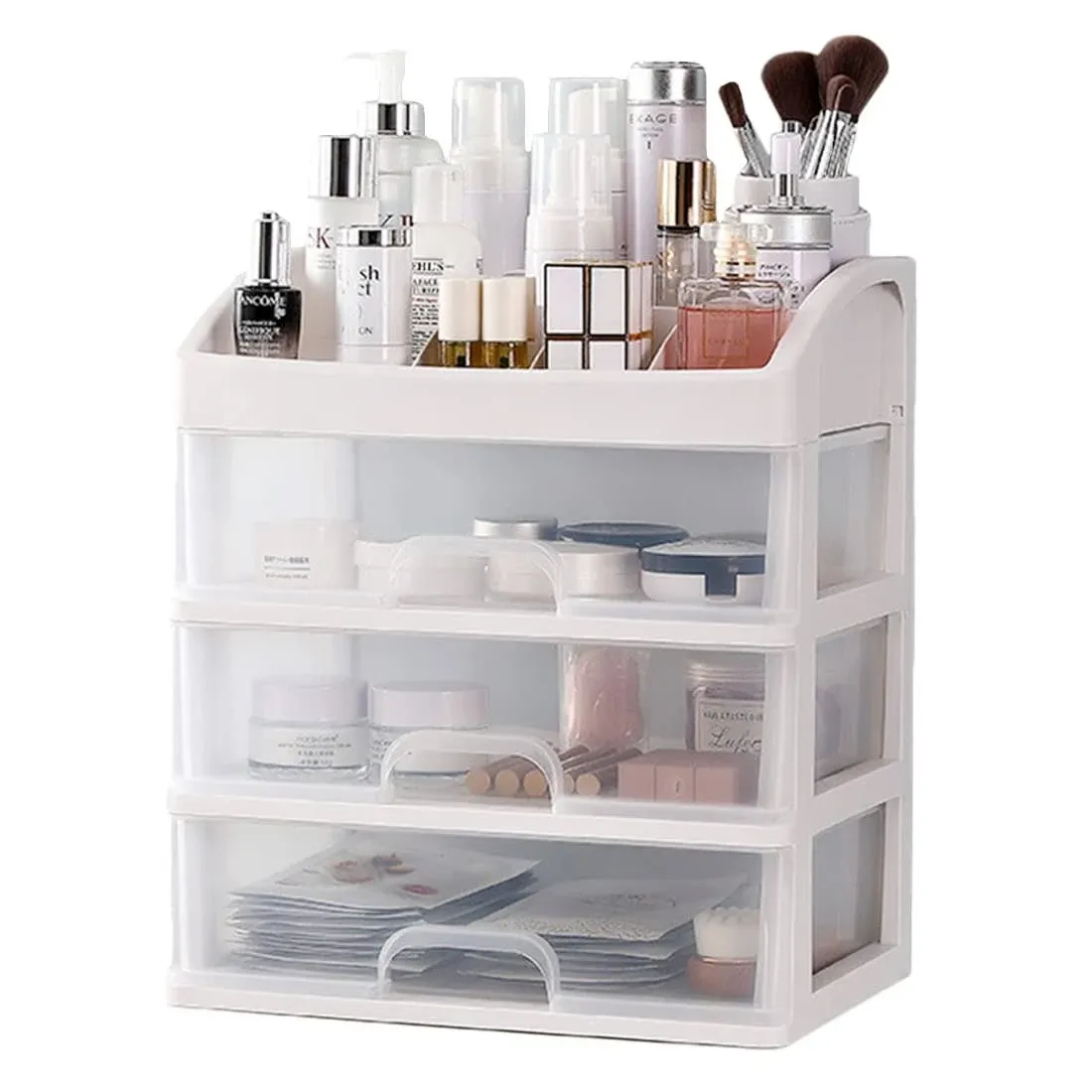 Makeup Organizer With 3 Drawers Cosmetic Display Cases Makeup Storage Box 3 Dra