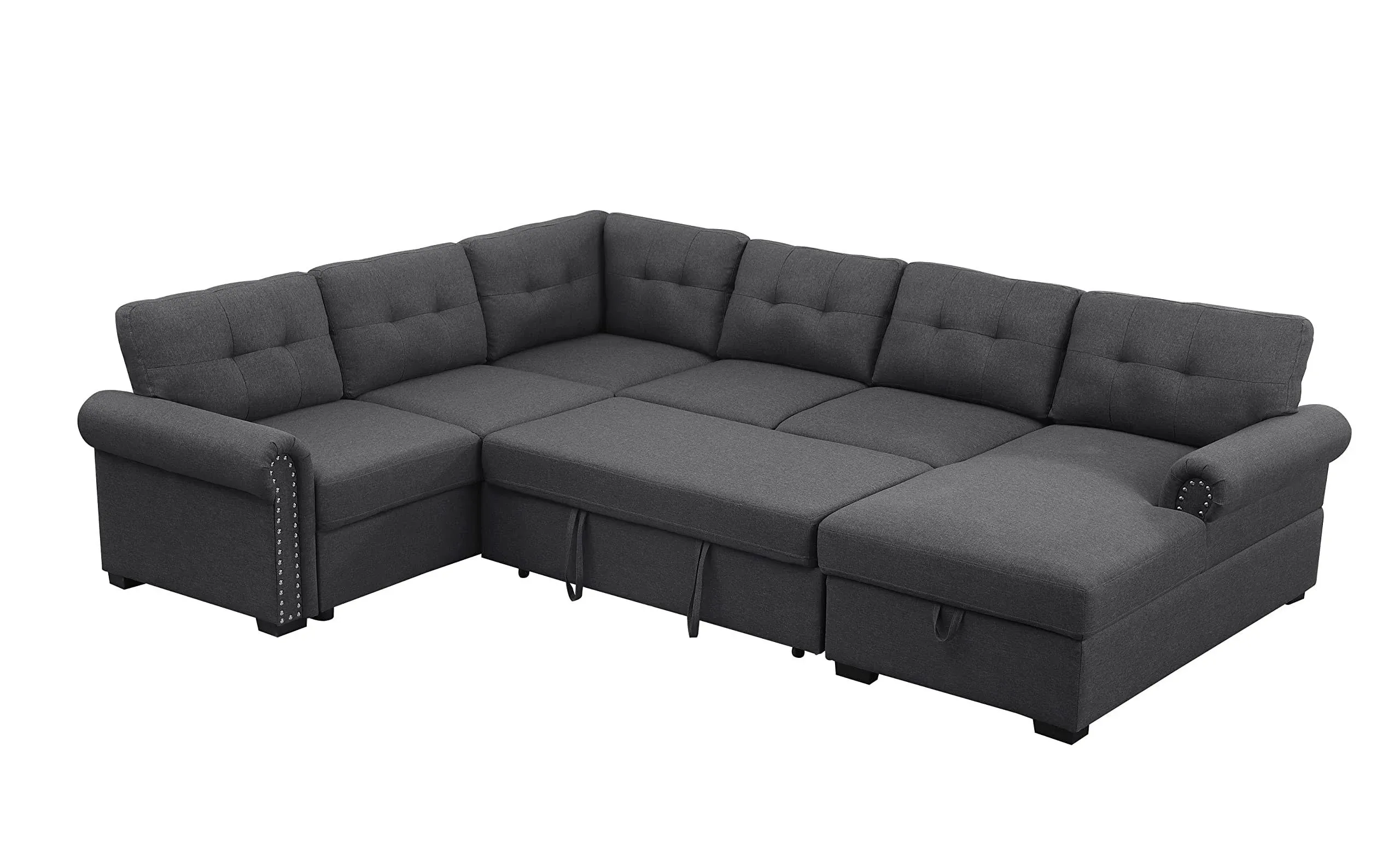 Alexent Sofa Sleeper Couch for Living Room Fabric Pull Out Couch Bed w/ Storage