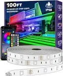 AILBTON 100ft Outdoor LED Strip Lights Waterproof,IP68 Outside LED Light Strips Waterproof with Bluetooth App Remote Control,Music Sync RGB Exterior