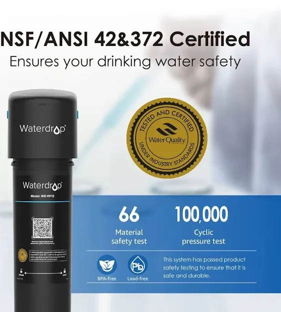 Waterdrop 17UA 3 Years Under Sink Water Filter, Under Sink Water Filtration System, Reduces PFAS, PFOA/PFOS, Lead, Chlorine, Under Sink Water Filter, NSF/ANSI 42 Certified, 24K Gallons